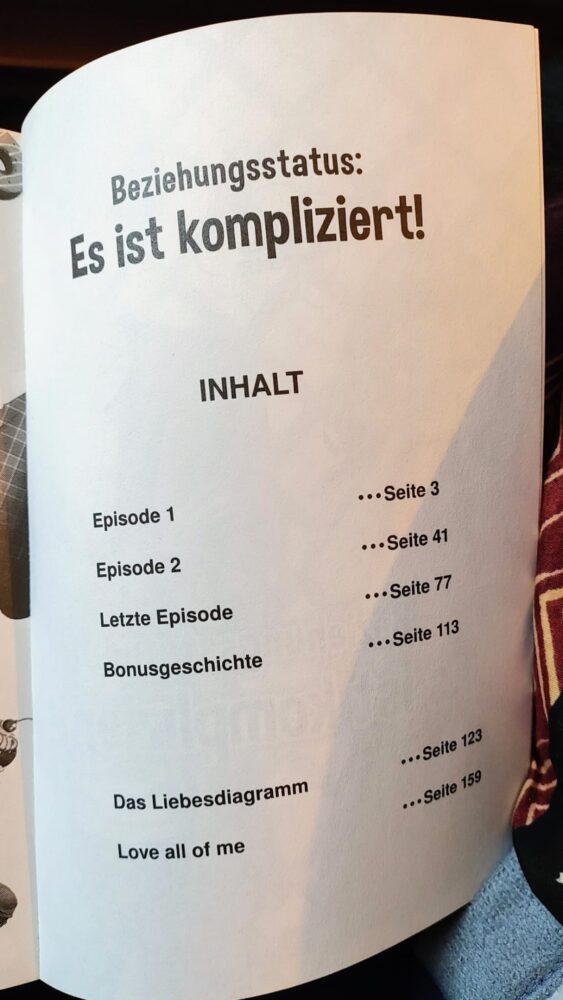 Seite einer Broschüre mit dem Titel 'Es ist kompliziert' und Inhaltsverzeichnis.