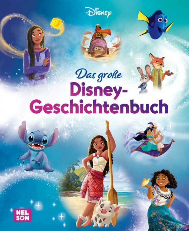 Disney Vorlesebuch: Das große Disney-Geschichtenbuch Cover des großen Disney-Geschichtenbuchs mit verschiedenen Disney-Figuren und einem bunten Hintergrund.