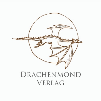 Logo des Drachenmond Verlags mit einem stilisierten Drachen und dem Schriftzug 'Drachenmond Verlag'.